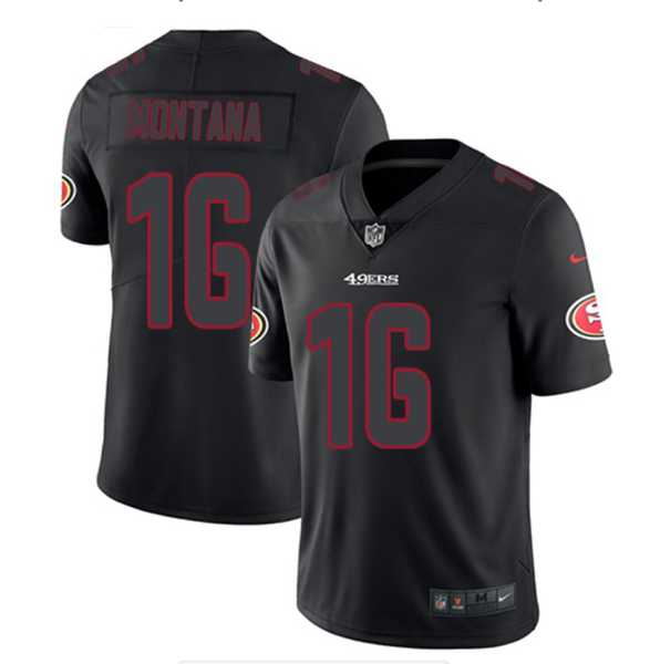 Men%27s San Francisco 49ers #16 Joe Montana Black Impact Limited Stitched Jersey Dyin